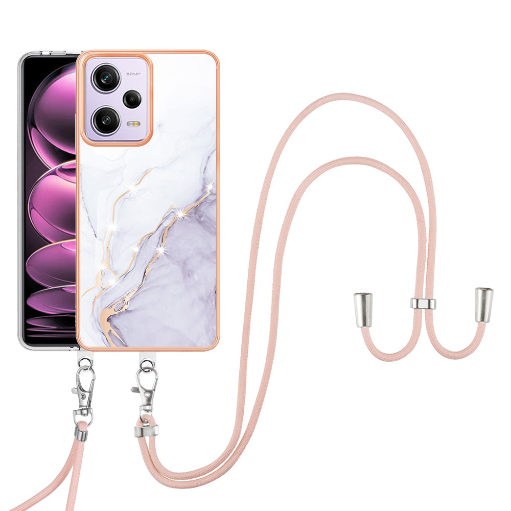YB IMD Series-9 TPU Phone Case for Xiaomi Redmi Note 12 Pro 5G / Note 12 Pro Speed 5G / Poco X5 Pro 5G , Marble Pattern Electroplated Cover - White 006