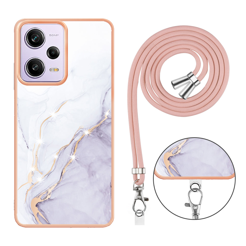 YB IMD Series-9 TPU Phone Case for Xiaomi Redmi Note 12 Pro 5G / Note 12 Pro Speed 5G / Poco X5 Pro 5G , Marble Pattern Electroplated Cover - White 006