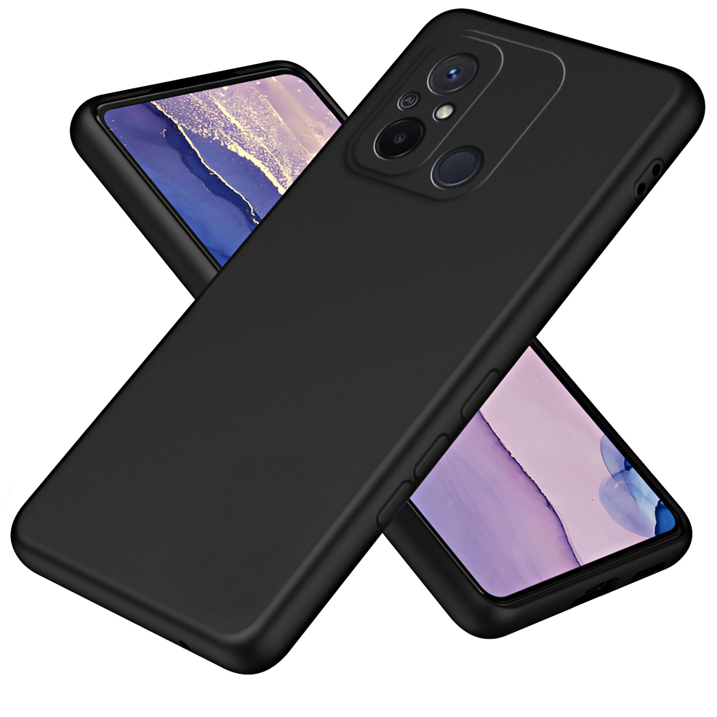 Uniqkart for Xiaomi Redmi 12C 4G Phone TPU Case Fiber Lining 2.2mm Shockproof Protective Cover - Black