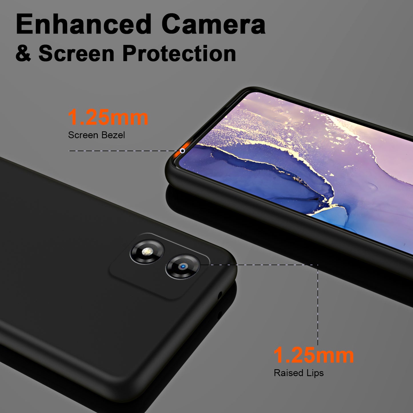 Uniqkart for Motorola Moto E13 4G Shockproof Fiber Lining + TPU Phone Case 2.2mm Protective Cover - Black