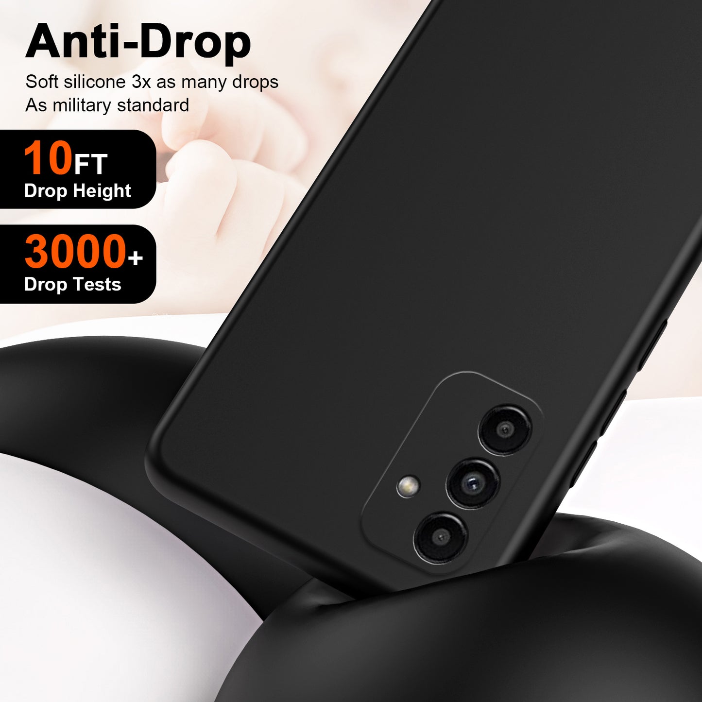 Uniqkart for Samsung Galaxy A14 4G / 5G Scratch Resistant Fiber Lining + TPU Phone Case 2.2mm Protective Cover - Black