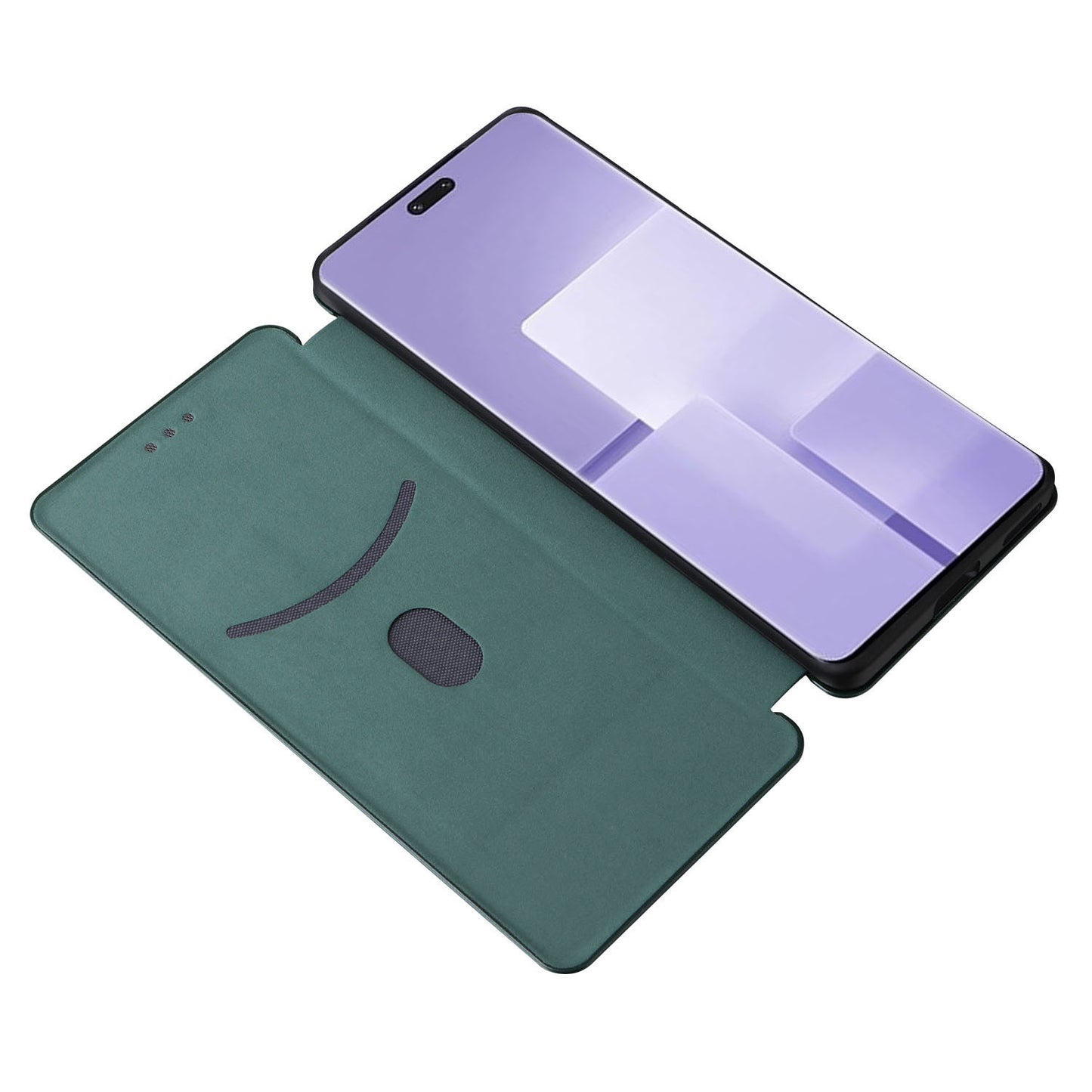 Uniqkart for Xiaomi Civi 3 5G Anti-Scratch Leather Phone Stand Case Carbon Fiber Texture Cover with Card Holder - Green