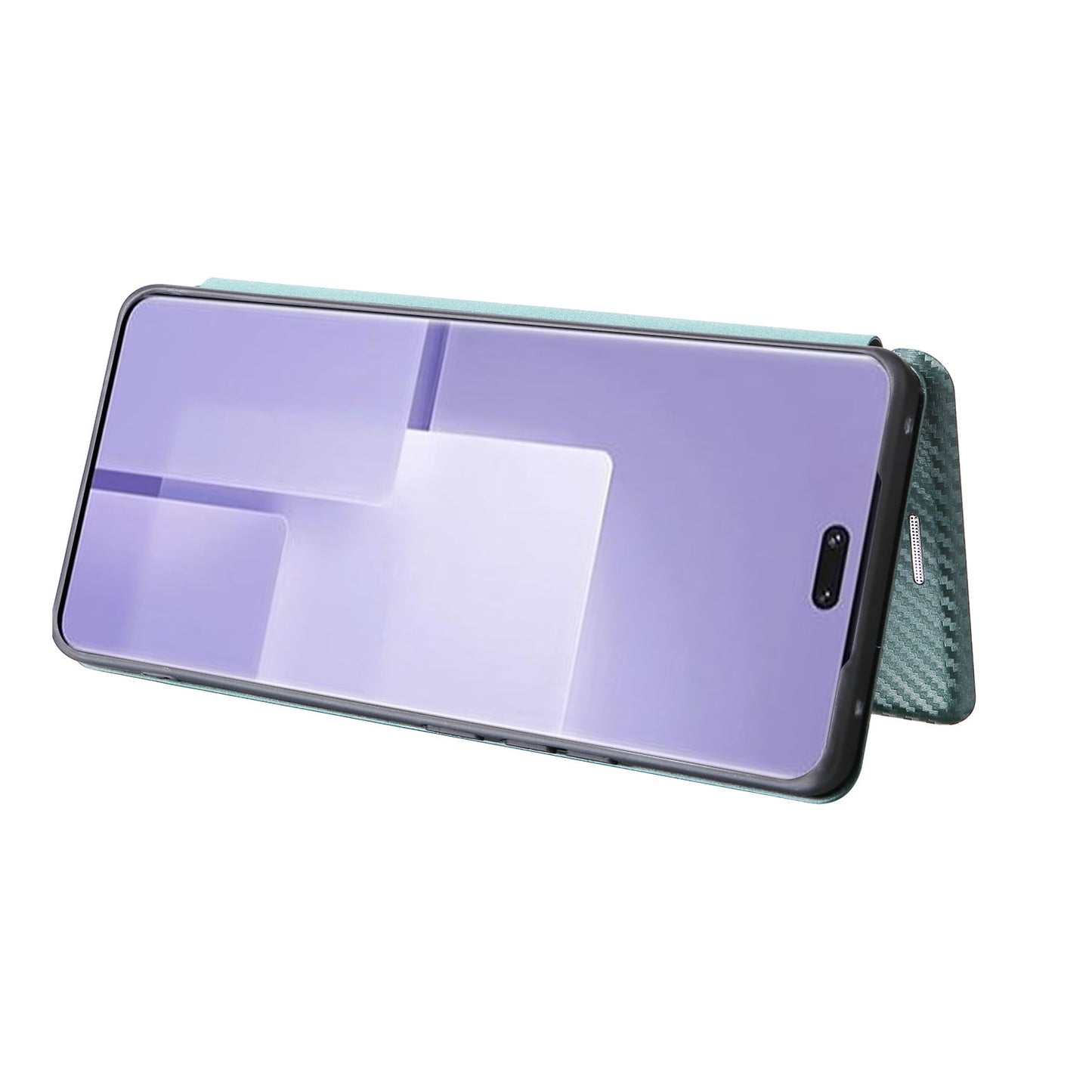 Uniqkart for Xiaomi Civi 3 5G Anti-Scratch Leather Phone Stand Case Carbon Fiber Texture Cover with Card Holder - Green