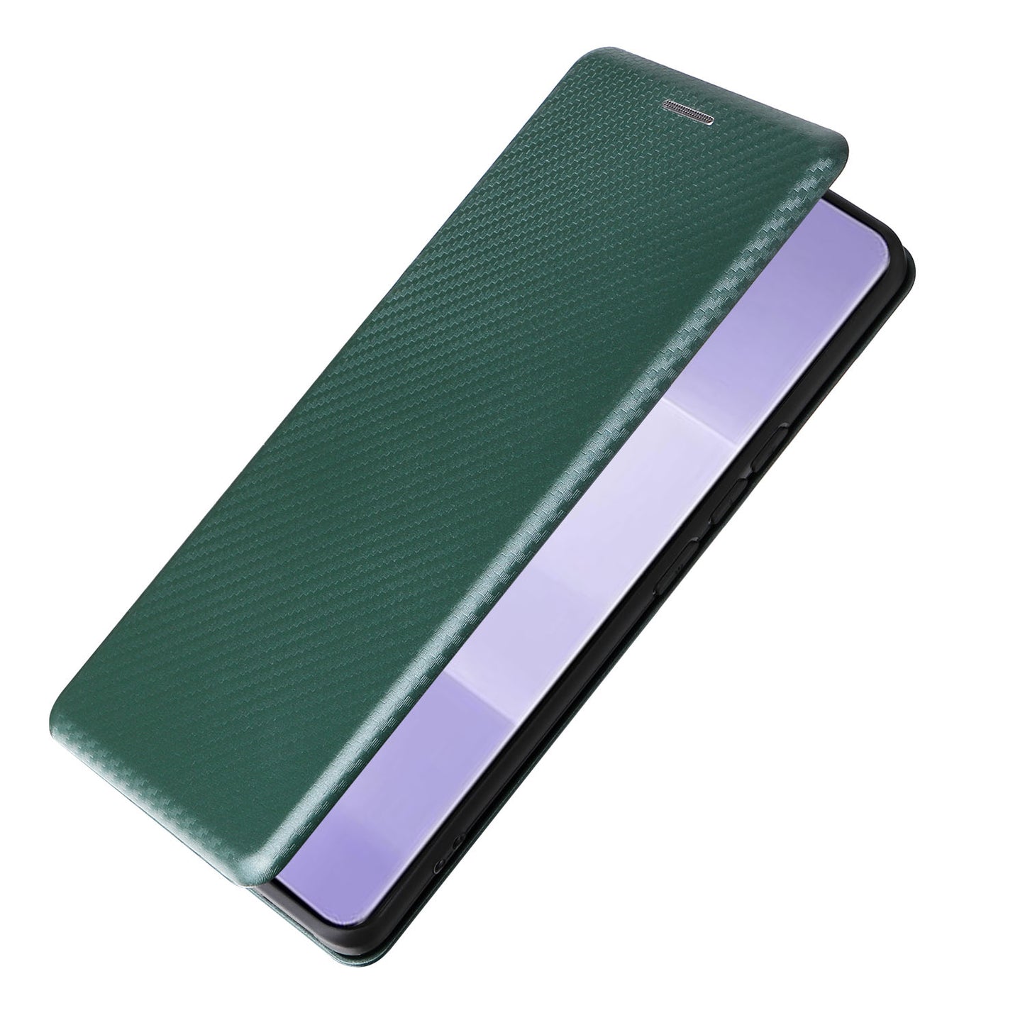 Uniqkart for Xiaomi Civi 3 5G Anti-Scratch Leather Phone Stand Case Carbon Fiber Texture Cover with Card Holder - Green
