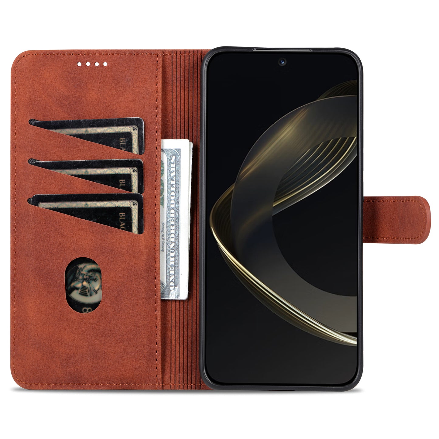 Uniqkart For Huawei nova 11 Cell Phone Cover Stand Wallet PU Leather Phone Case - Brown