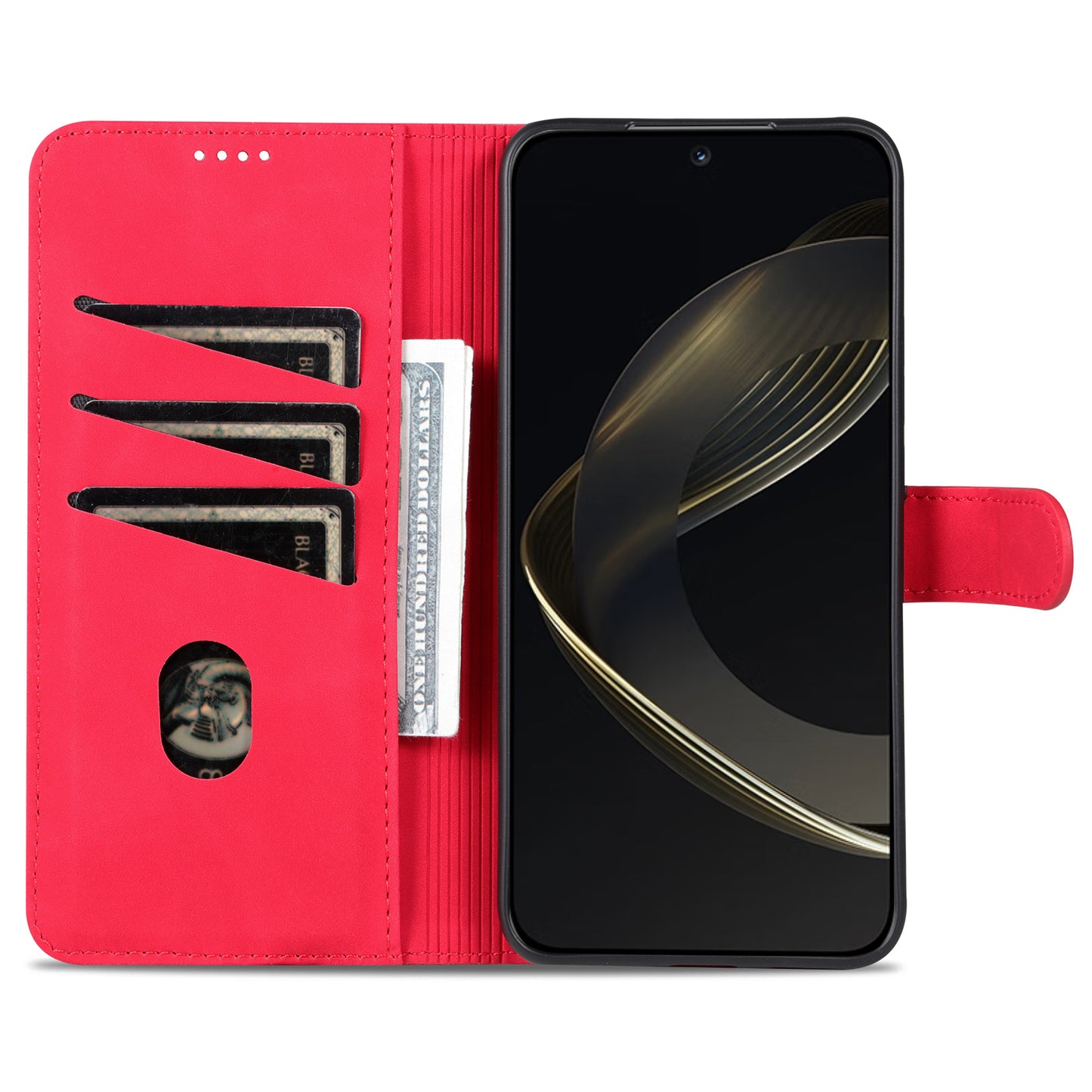 Uniqkart For Huawei nova 11 Cell Phone Cover Stand Wallet PU Leather Phone Case - Red