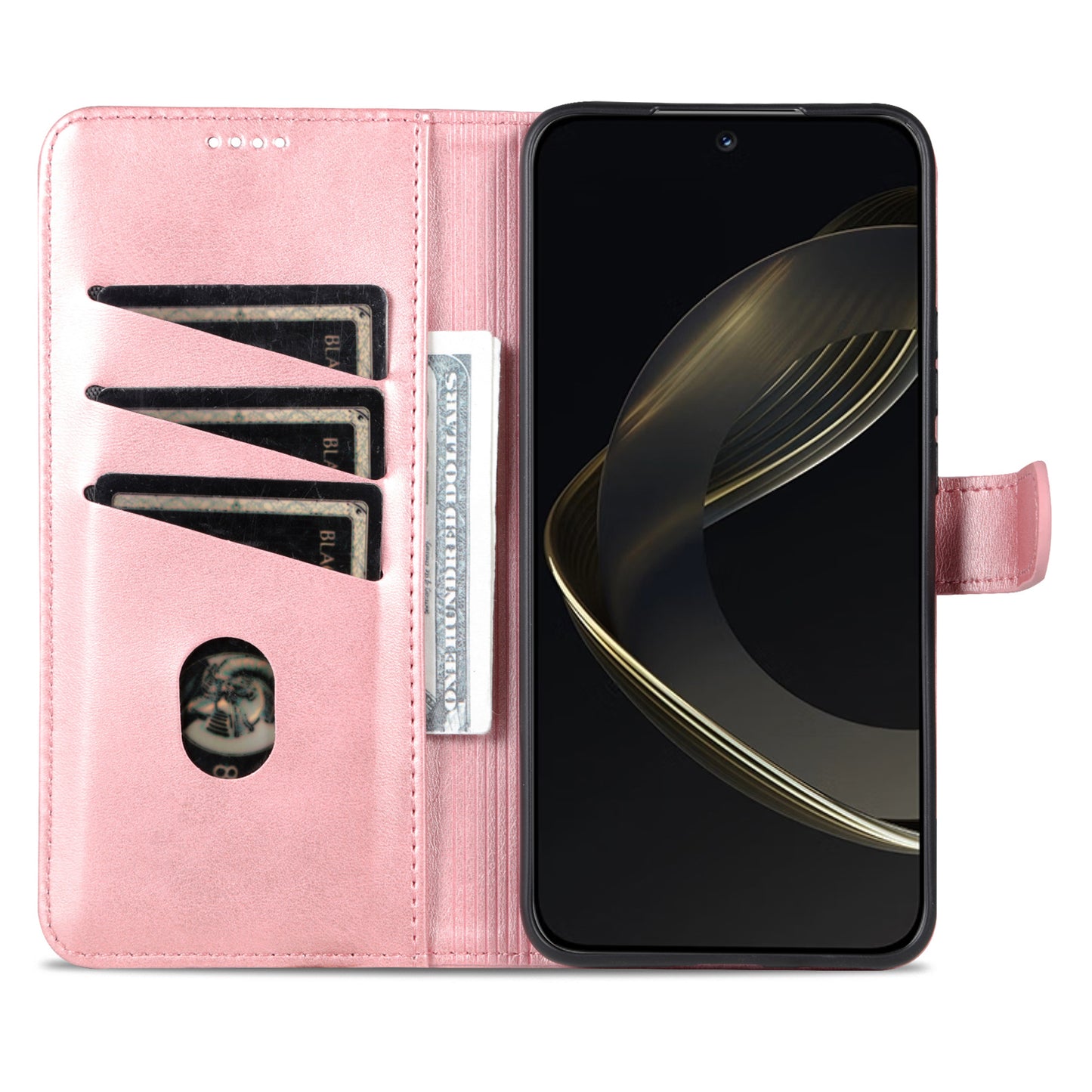 Uniqkart For Huawei nova 11 Cell Phone Cover Stand Wallet PU Leather Phone Case - Rose Gold