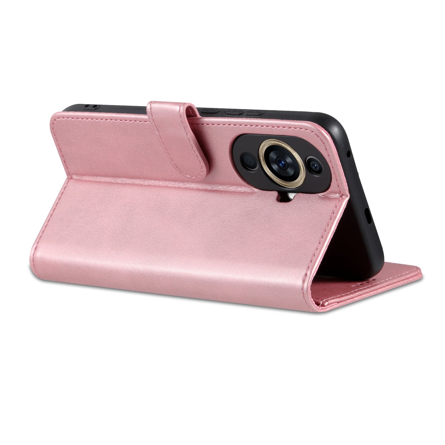 Uniqkart for Huawei nova 11 Ultra / nova 11 Pro Anti-Dust PU Leather Phone Cover Stand Wallet Case - Rose Gold