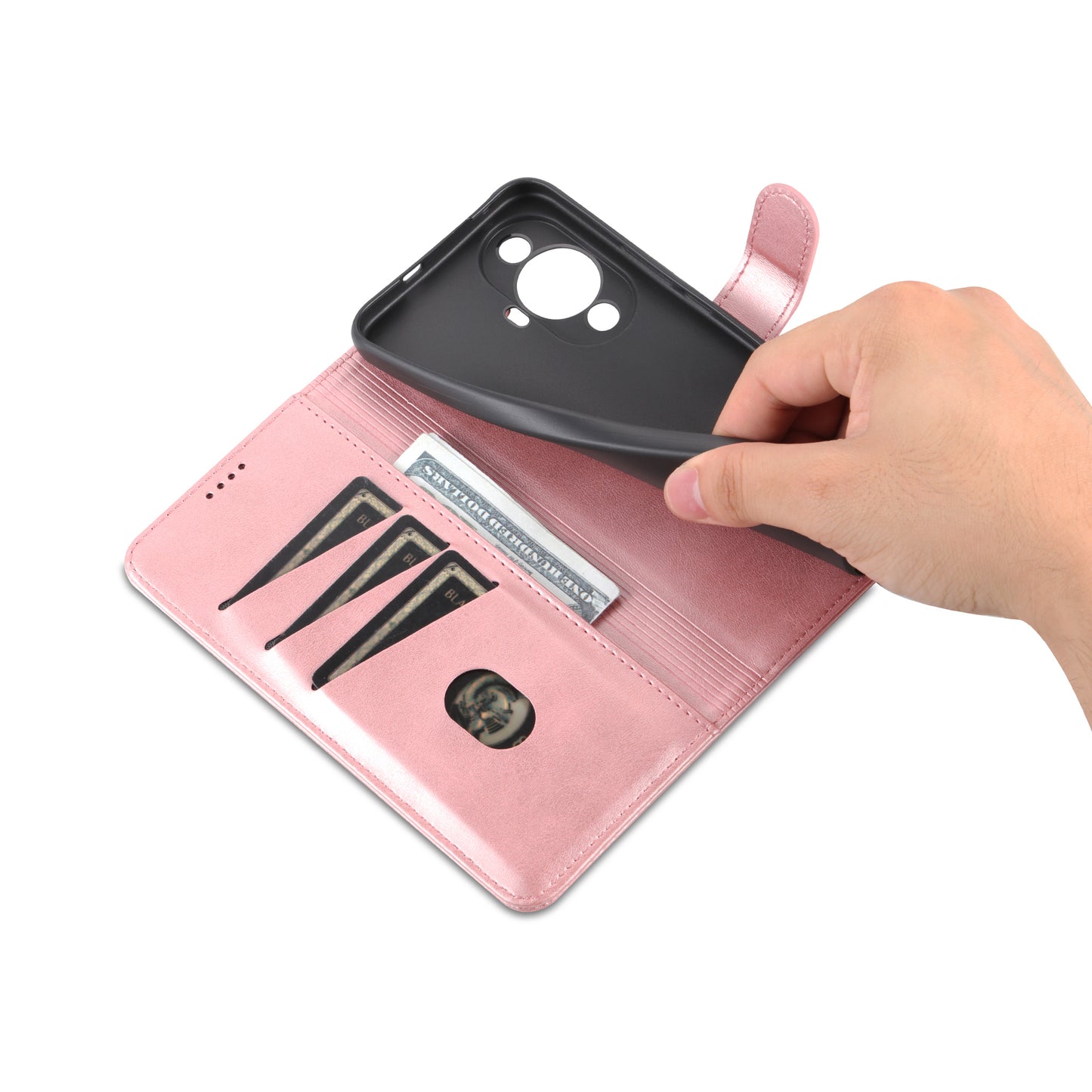 Uniqkart for Huawei nova 11 Ultra / nova 11 Pro Anti-Dust PU Leather Phone Cover Stand Wallet Case - Rose Gold