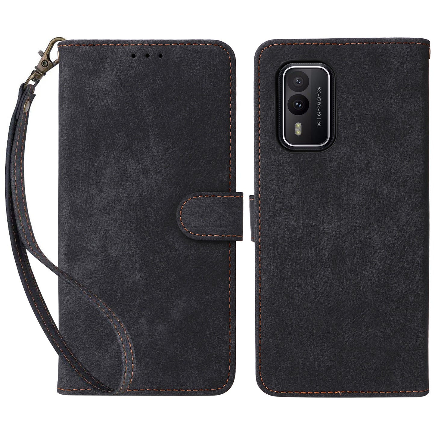 Uniqkart for Nokia XR21 RFID Blocking Phone Cover Wallet Stand Shell Shockproof Leather Case - Black