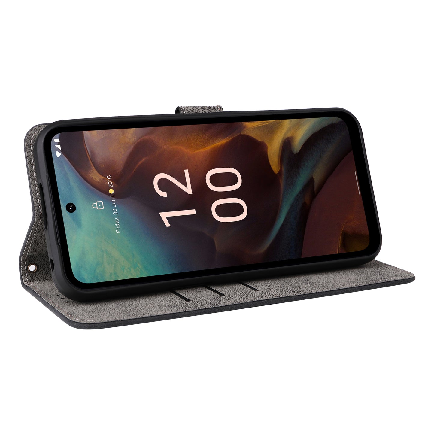 Uniqkart for Nokia XR21 RFID Blocking Phone Cover Wallet Stand Shell Shockproof Leather Case - Black