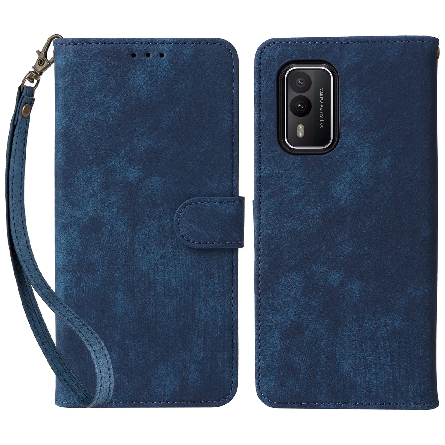 Uniqkart for Nokia XR21 RFID Blocking Phone Cover Wallet Stand Shell Shockproof Leather Case - Blue