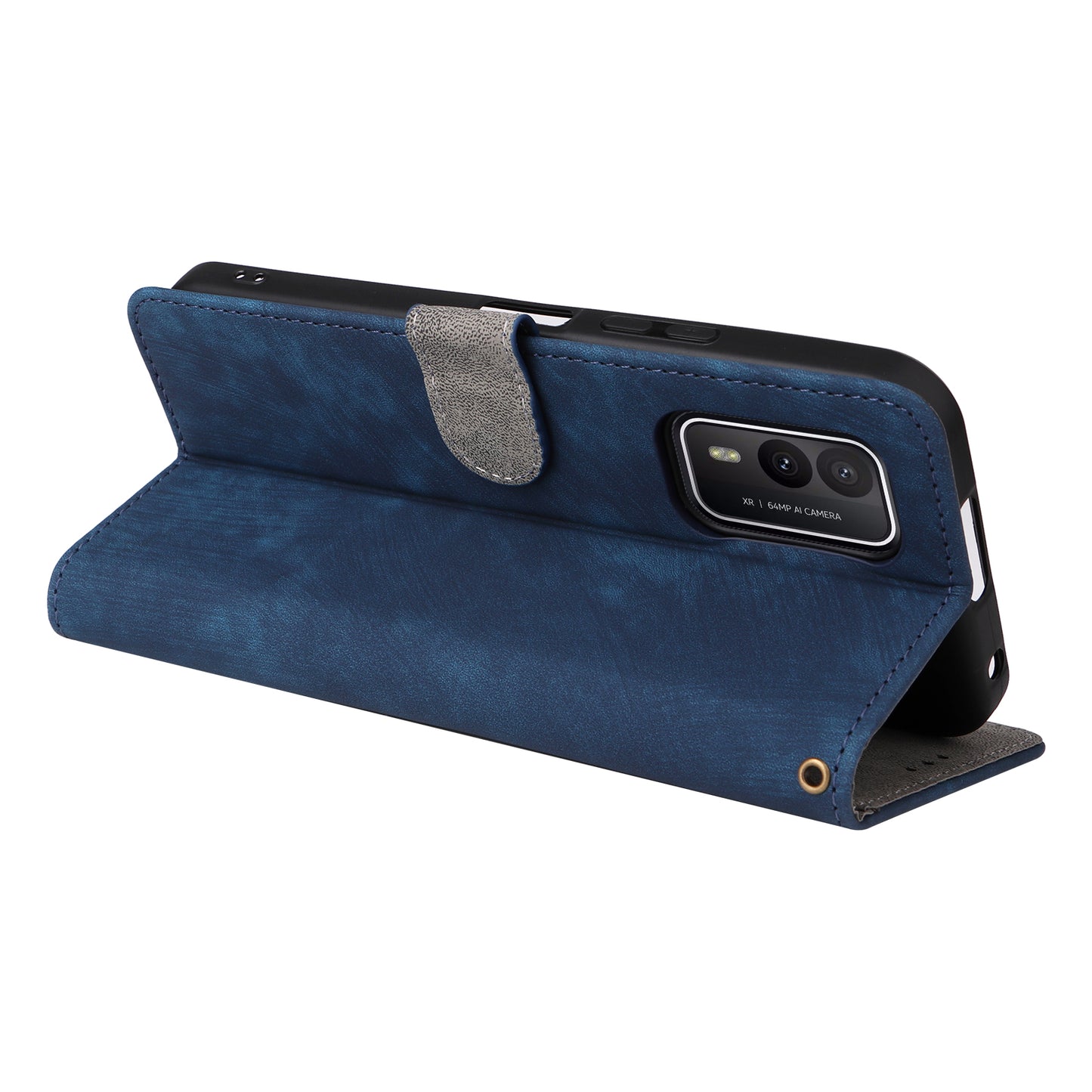 Uniqkart for Nokia XR21 RFID Blocking Phone Cover Wallet Stand Shell Shockproof Leather Case - Blue