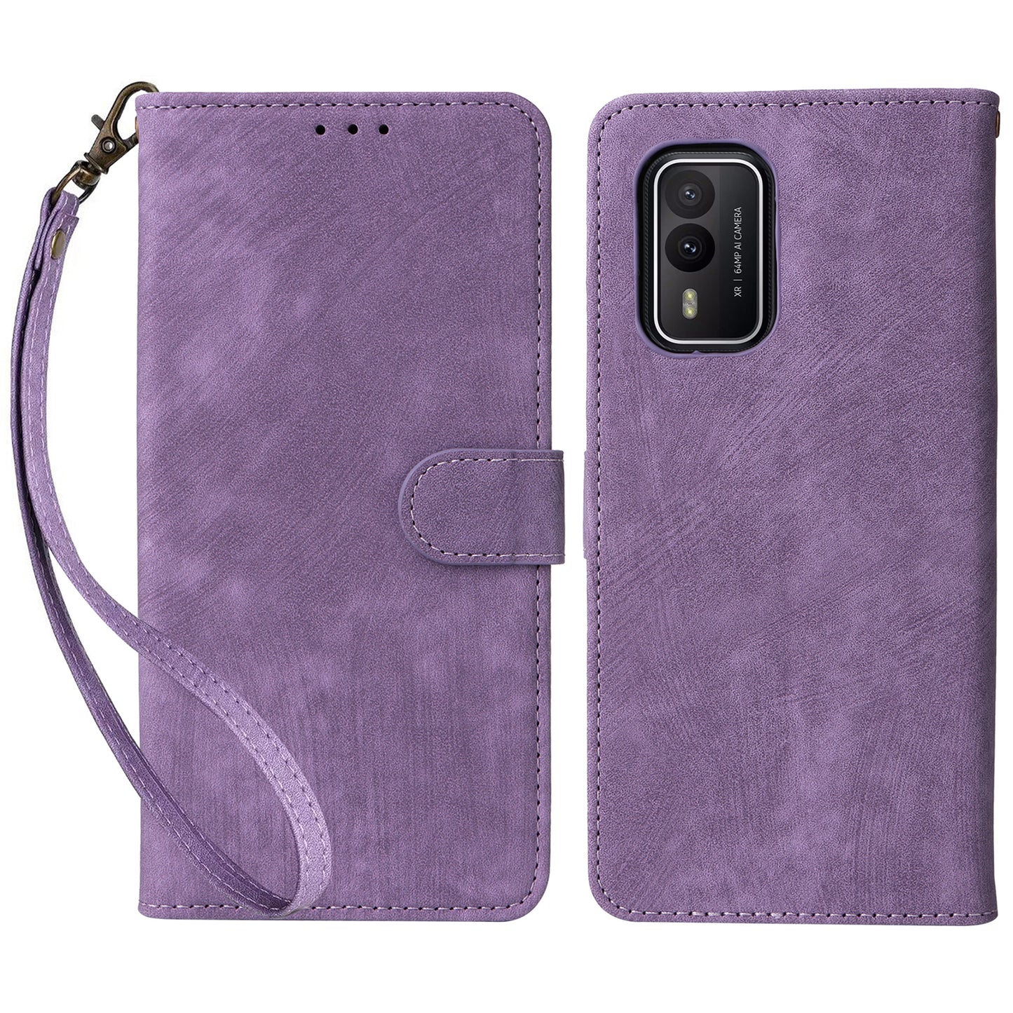 Uniqkart for Nokia XR21 RFID Blocking Phone Cover Wallet Stand Shell Shockproof Leather Case - Purple