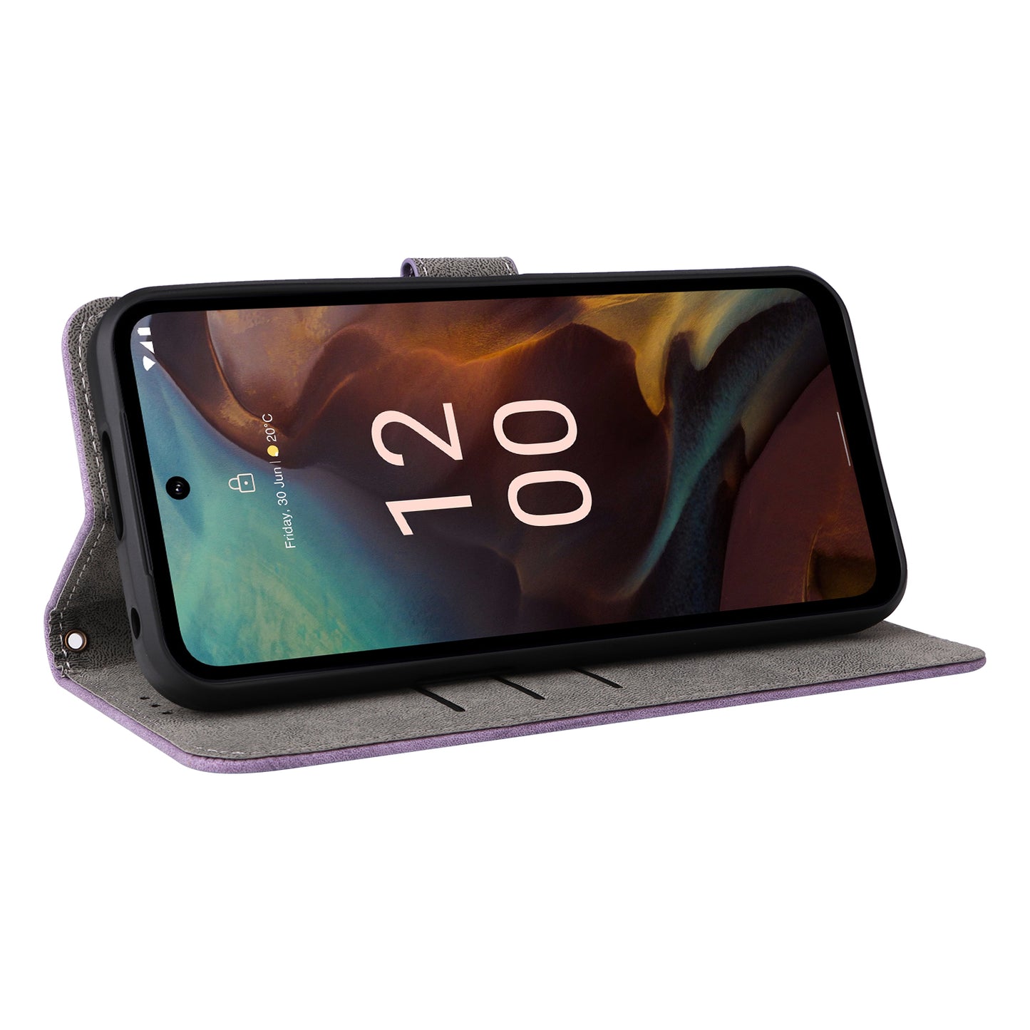 Uniqkart for Nokia XR21 RFID Blocking Phone Cover Wallet Stand Shell Shockproof Leather Case - Purple