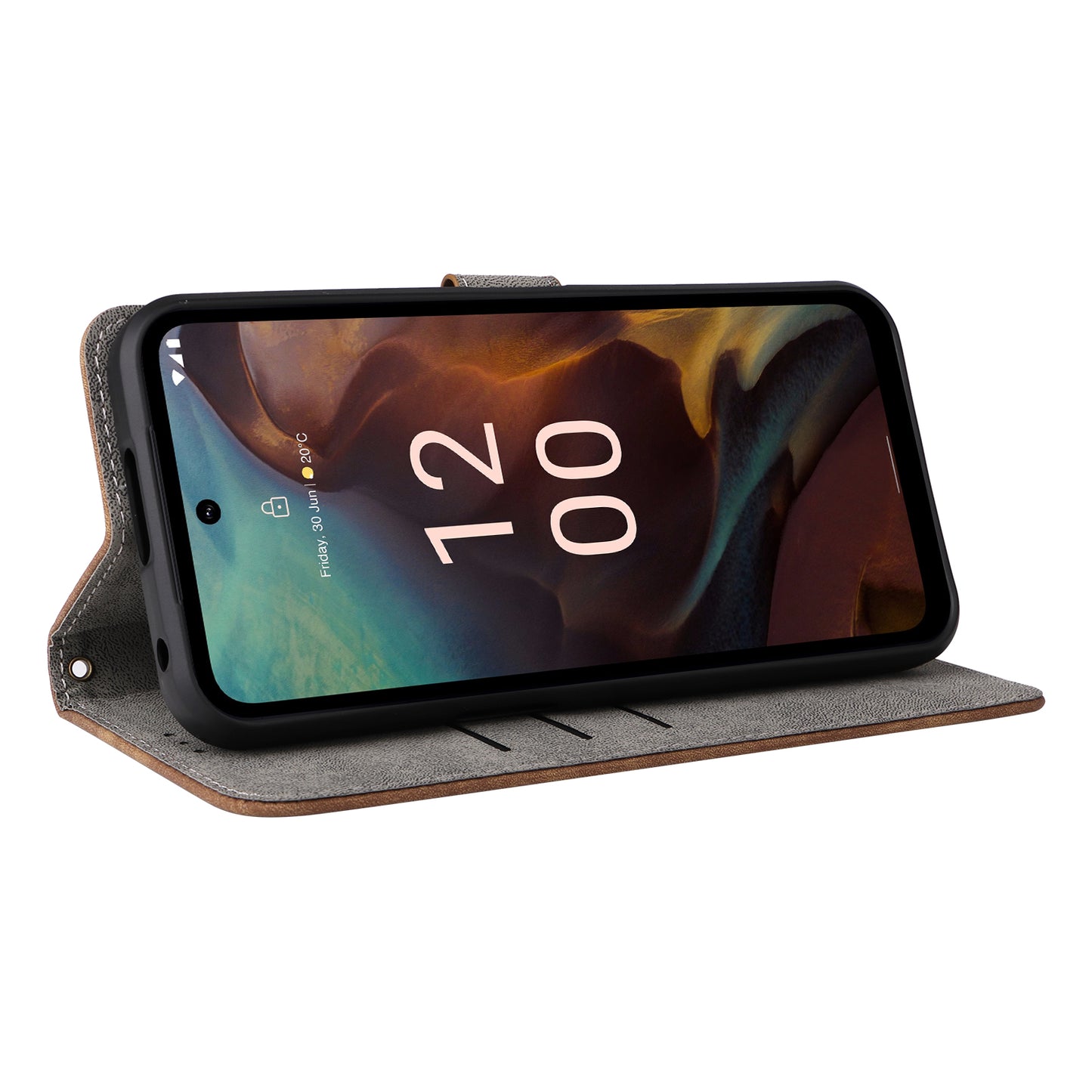 Uniqkart for Nokia XR21 RFID Blocking Phone Cover Wallet Stand Shell Shockproof Leather Case - Brown