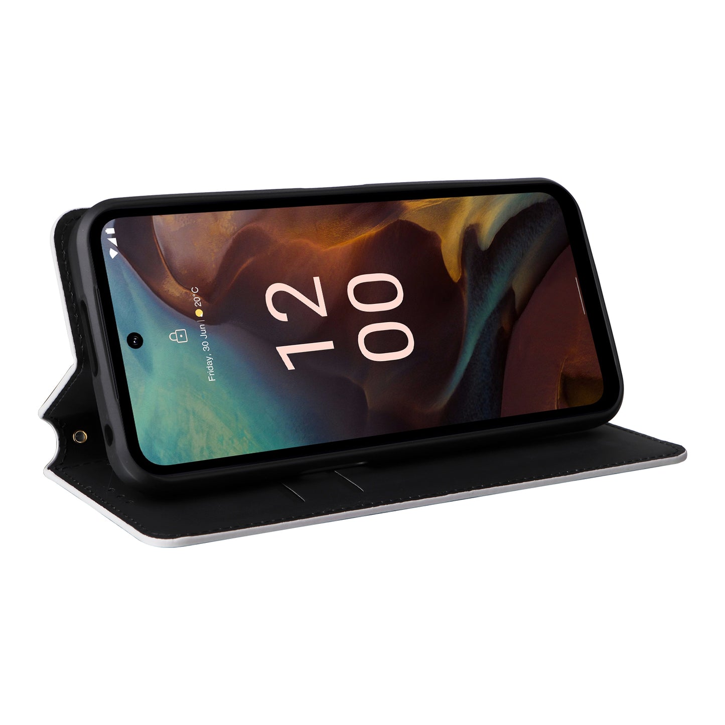 Rhombus Imprinted Shell for Nokia XR21 Bump Proof Phone Cover Stand PU Leather Case - Silver