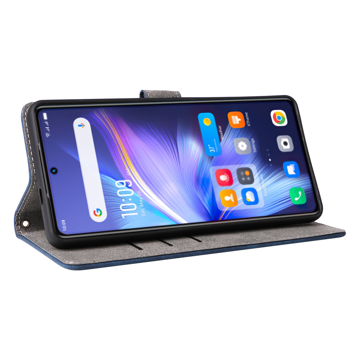 RFID Blocking Phone Cover for Infinix Note 30 Pro 4G X678B Wallet Stand Shell Leather Case - Blue