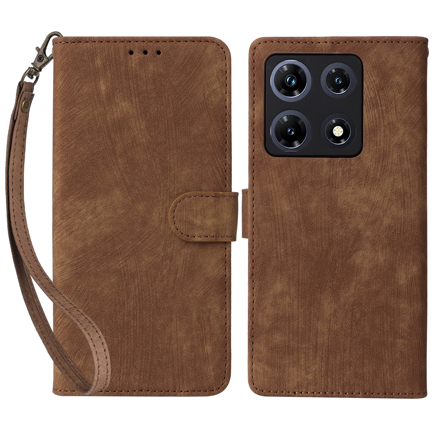 RFID Blocking Phone Cover for Infinix Note 30 Pro 4G X678B Wallet Stand Shell Leather Case - Brown