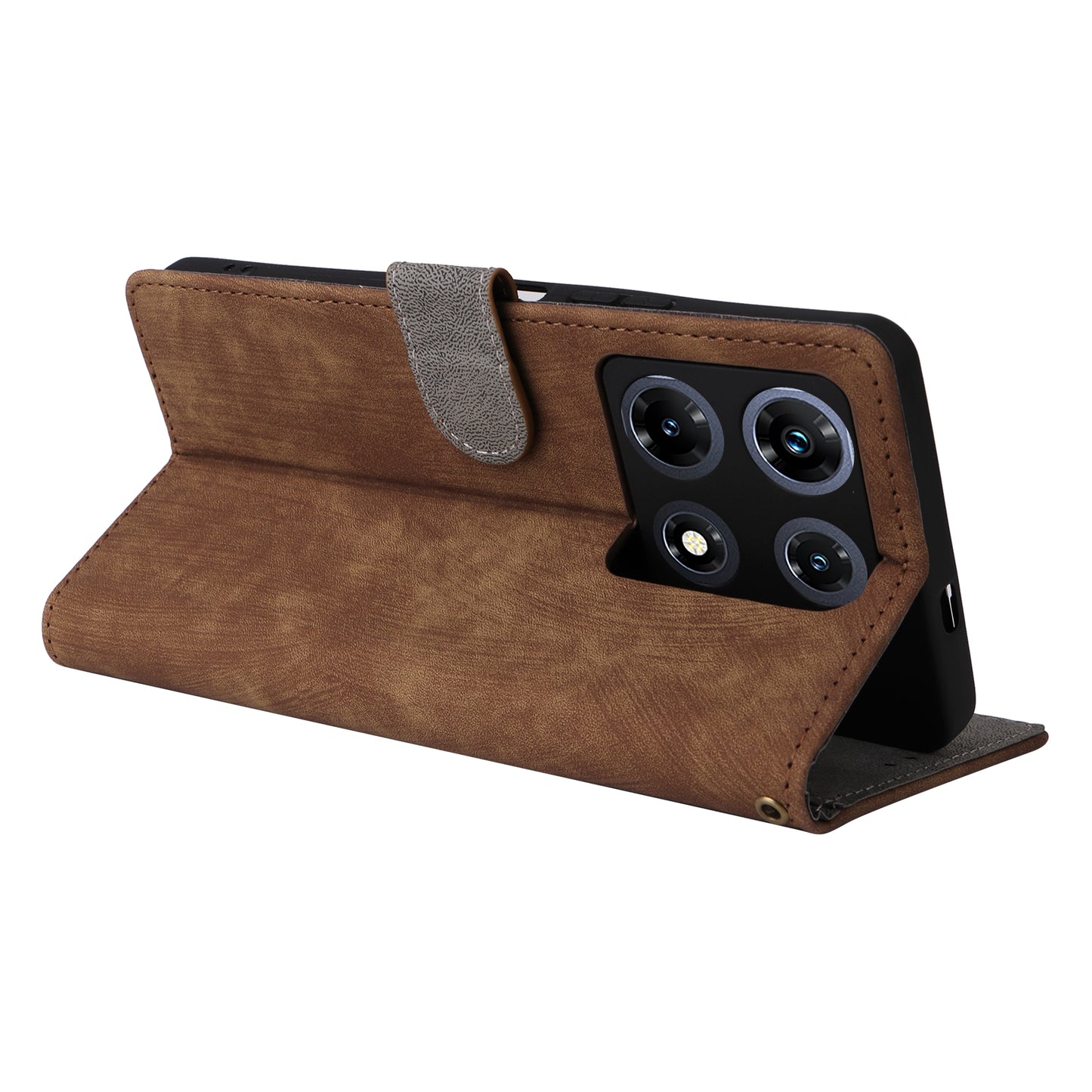 RFID Blocking Phone Cover for Infinix Note 30 Pro 4G X678B Wallet Stand Shell Leather Case - Brown