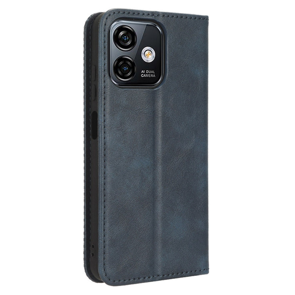 Retro Phone Case for Ulefone Note 16 Pro , PU Leather + TPU Phone Cover with Stand Wallet - Blue