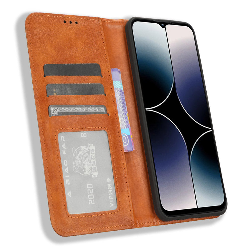 Retro Phone Case for Ulefone Note 16 Pro , PU Leather + TPU Phone Cover with Stand Wallet - Brown