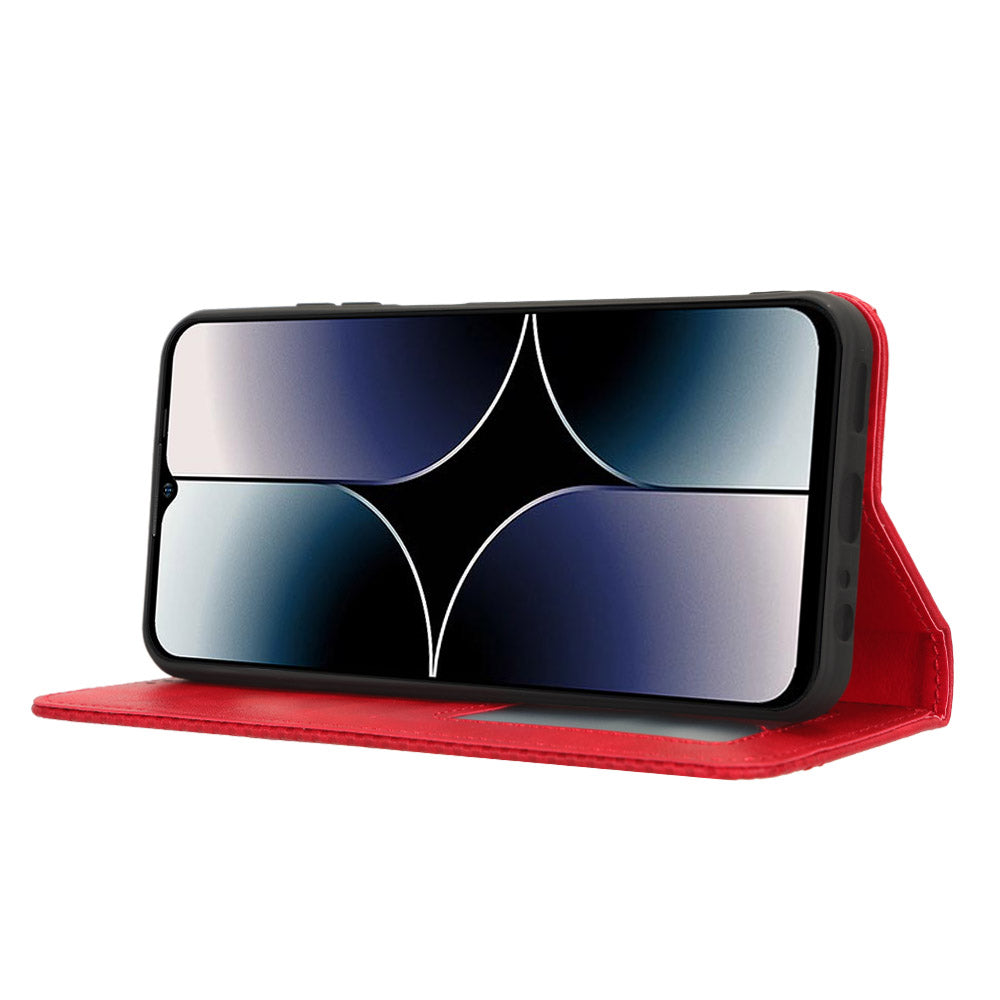 Retro Phone Case for Ulefone Note 16 Pro , PU Leather + TPU Phone Cover with Stand Wallet - Red