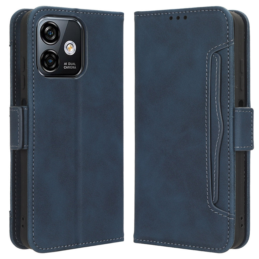 Uniqkart for Ulefone Note 16 Pro PU Leather Case Phone Wallet Multiple Card Slots Stand Cover - Blue