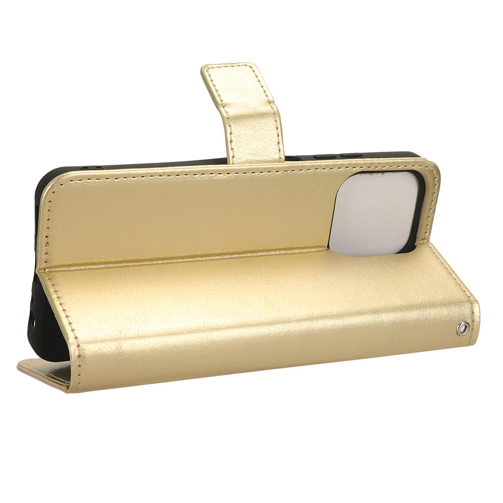 Uniqkart for Ulefone Note 16 Pro Folio Flip Phone Case Crazy Horse Texture PU Leather Stand Wallet Cover - Gold