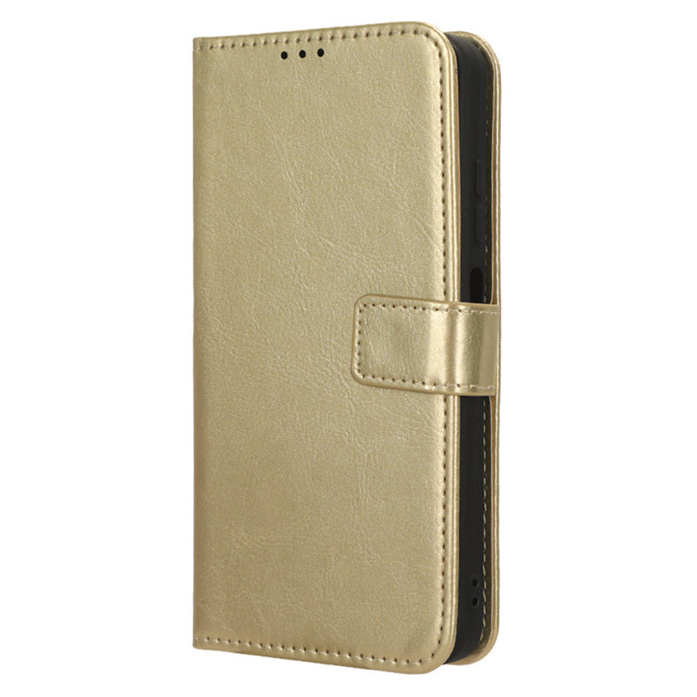 Uniqkart for Ulefone Note 16 Pro Folio Flip Phone Case Crazy Horse Texture PU Leather Stand Wallet Cover - Gold