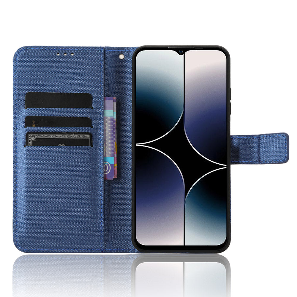 Uniqkart for Ulefone Note 16 Pro PU Leather Wallet Phone Case Stand Cover Diamond Texture Shell - Blue