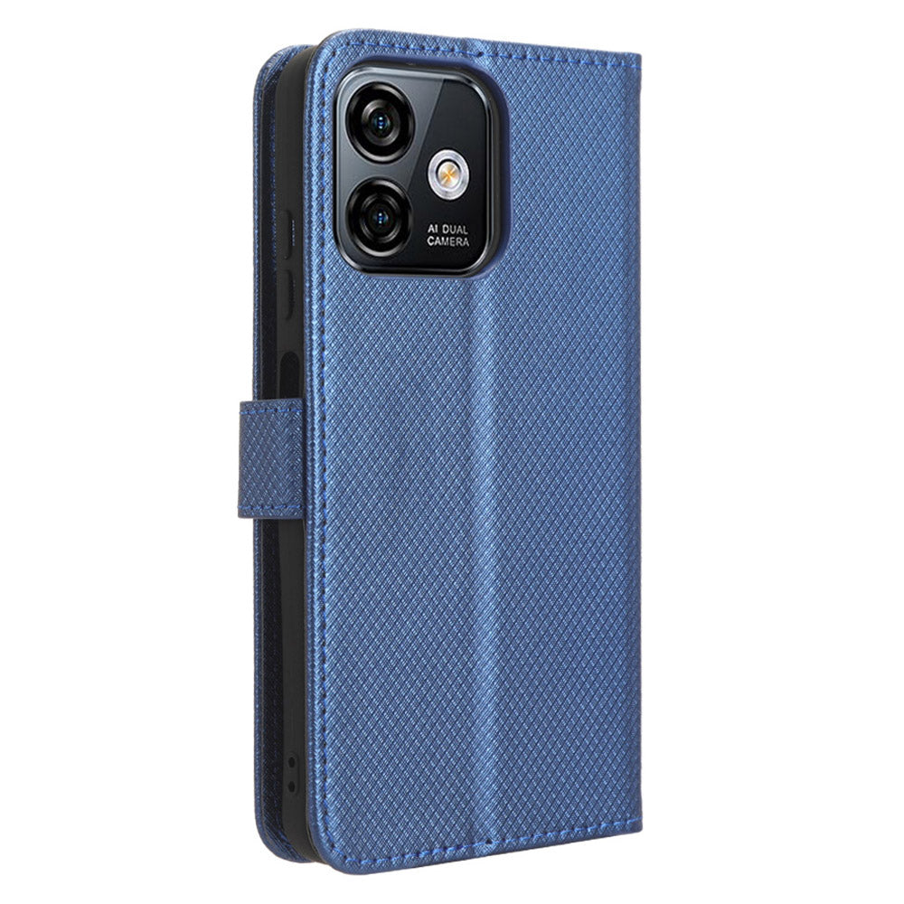 Uniqkart for Ulefone Note 16 Pro PU Leather Wallet Phone Case Stand Cover Diamond Texture Shell - Blue