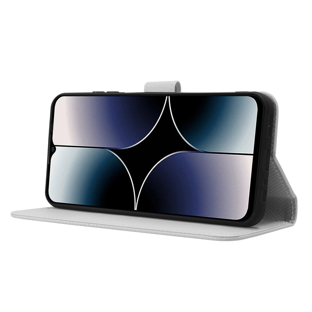 Uniqkart for Ulefone Note 16 Pro PU Leather Wallet Phone Case Stand Cover Diamond Texture Shell - White