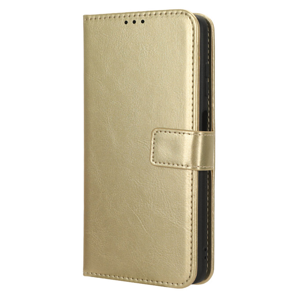 Uniqkart for Blackview Oscal C30 / C30 Pro Foldable Stand Phone Case Crazy Horse Texture PU Leather Wallet Cover - Gold