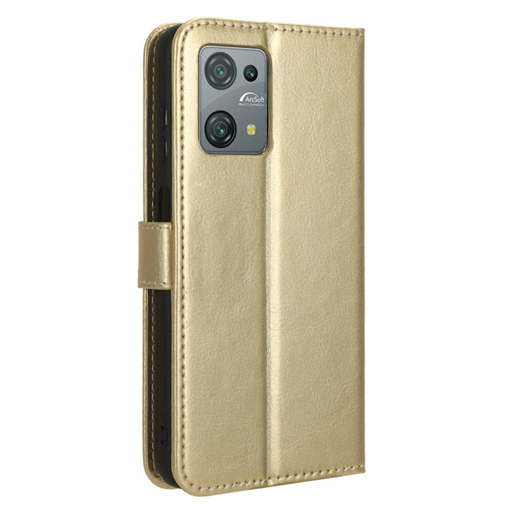 Uniqkart for Blackview Oscal C30 / C30 Pro Foldable Stand Phone Case Crazy Horse Texture PU Leather Wallet Cover - Gold