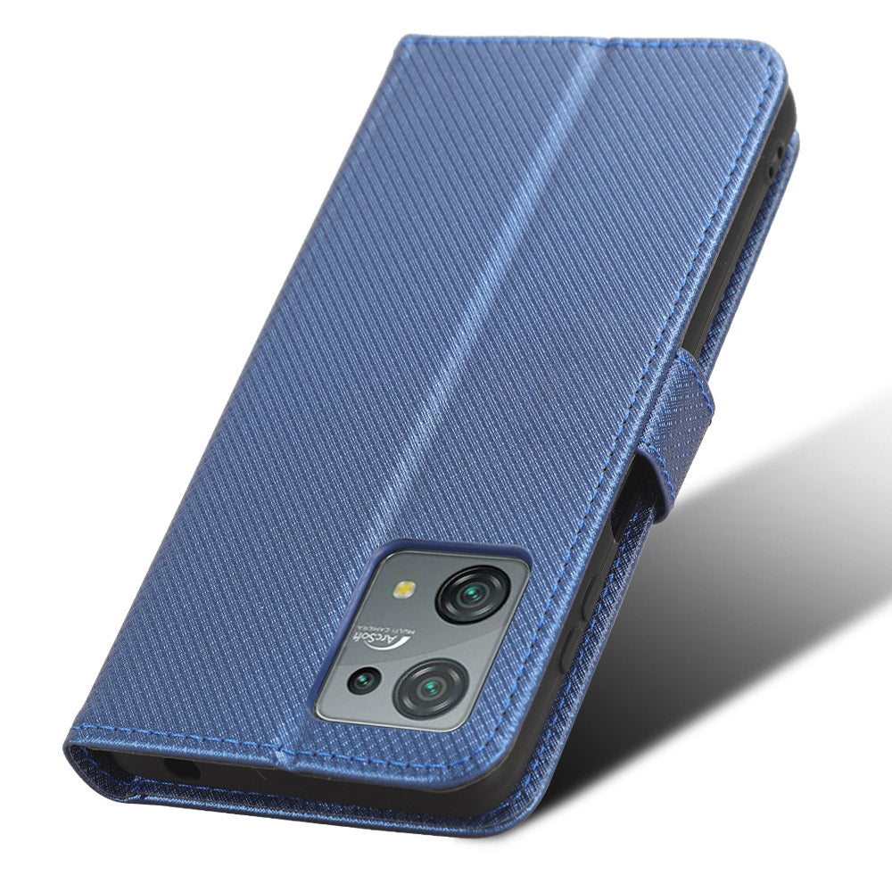 Diamond Texture Shell for Blackview Oscal C30 / C30 Pro Phone Wallet Case PU Leather Stand Cover - Blue