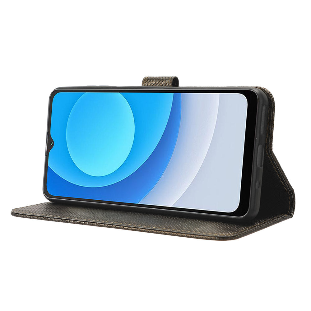 Diamond Texture Shell for Blackview Oscal C30 / C30 Pro Phone Wallet Case PU Leather Stand Cover - Brown