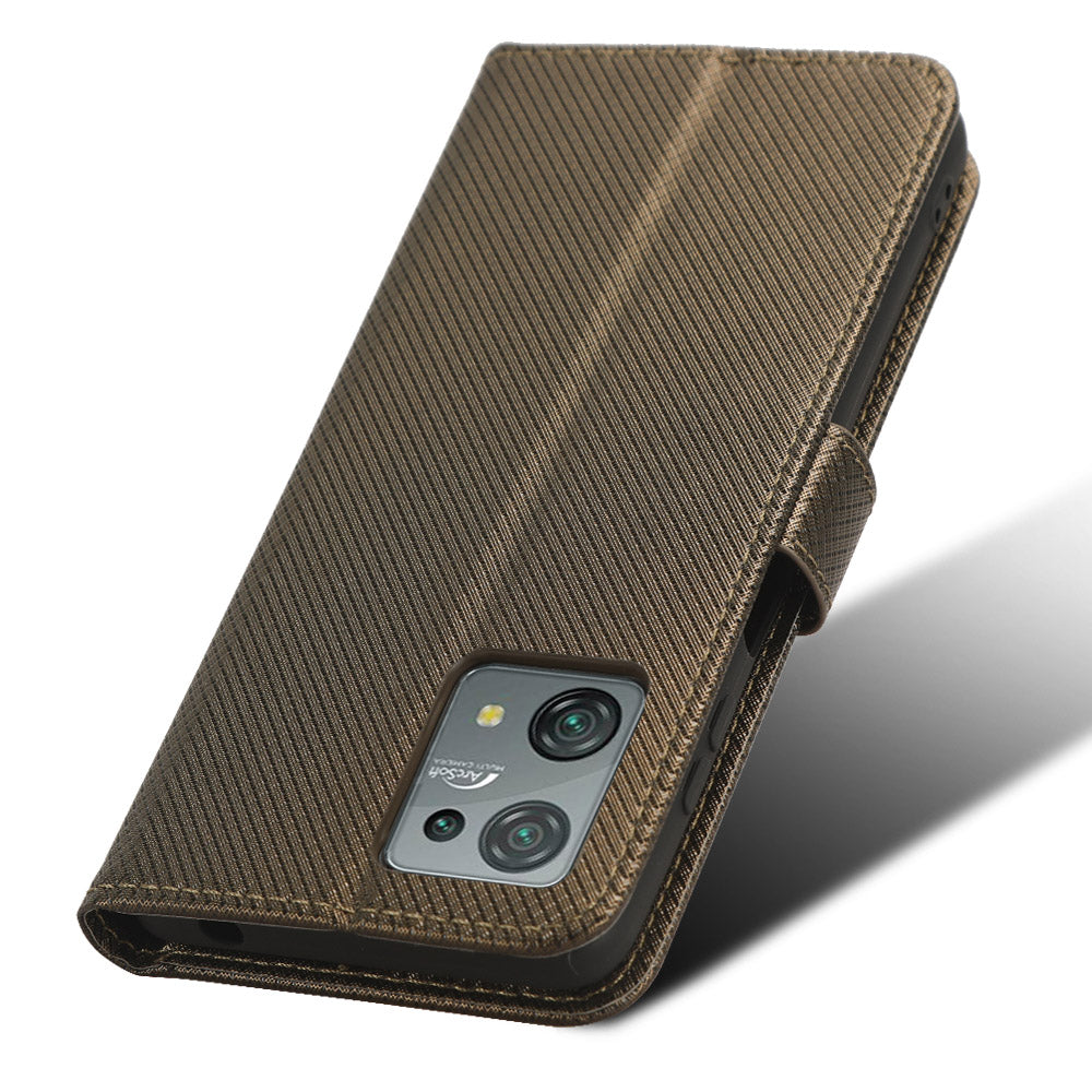 Diamond Texture Shell for Blackview Oscal C30 / C30 Pro Phone Wallet Case PU Leather Stand Cover - Brown