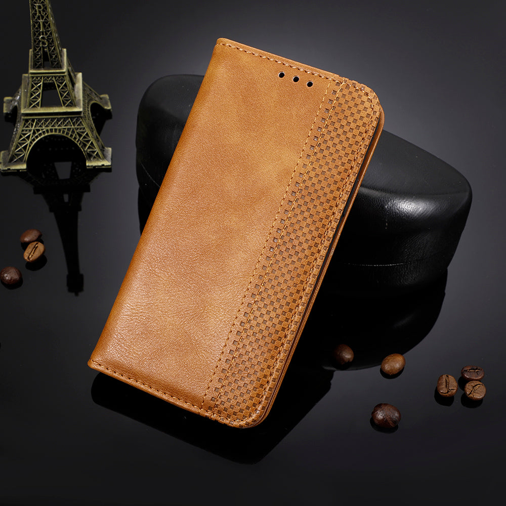 Uniqkart for Blackview Oscal C30 / Oscal C30 Pro Retro PU Leather Wallet Case Stand Phone Protective Cover - Brown