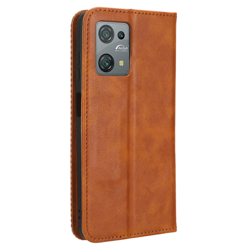 Uniqkart for Blackview Oscal C30 / Oscal C30 Pro Retro PU Leather Wallet Case Stand Phone Protective Cover - Brown