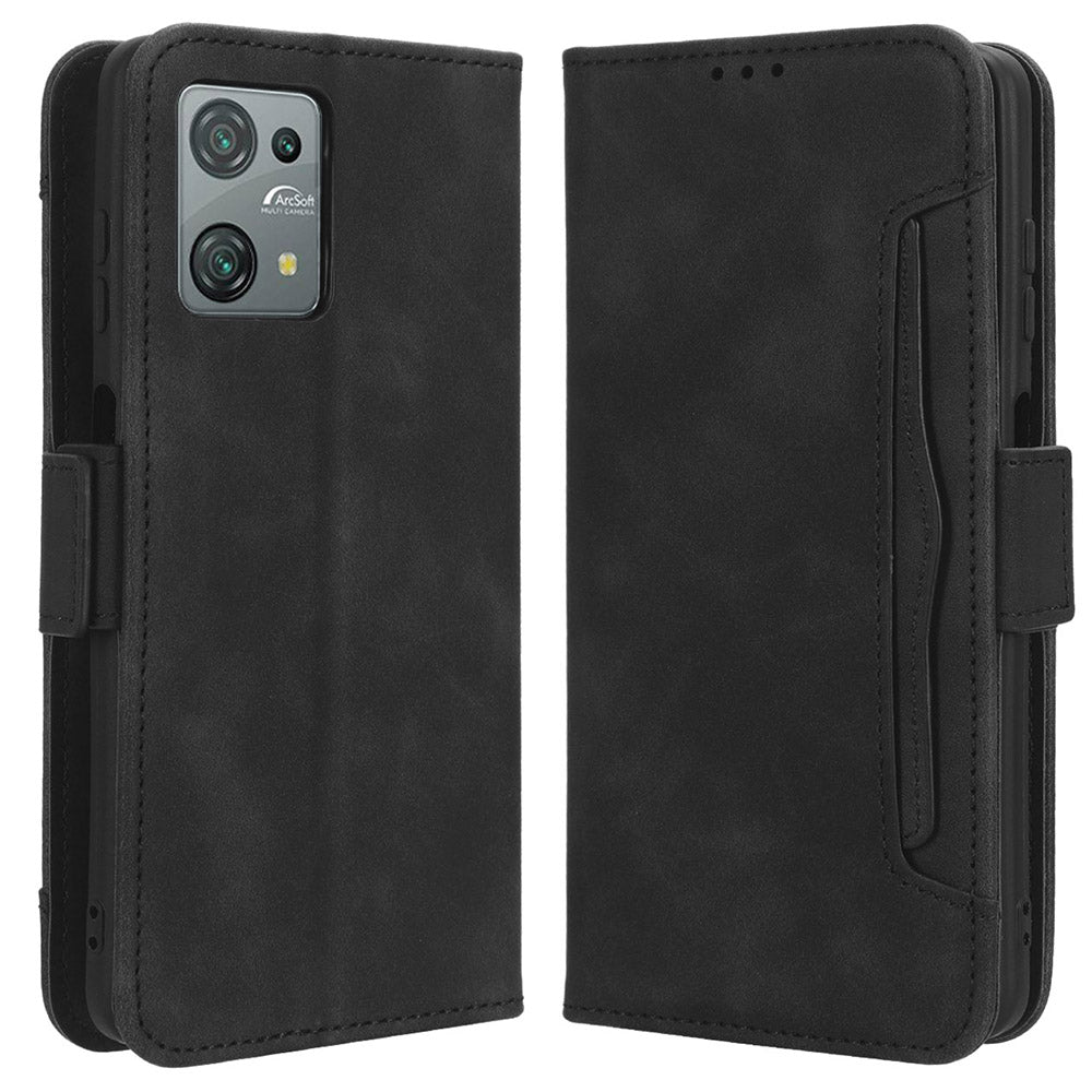 Uniqkart for Blackview Oscal C30 / Oscal C30 Pro Multiple Card Slots PU Leather Case Wallet Phone Stand Cover - Black