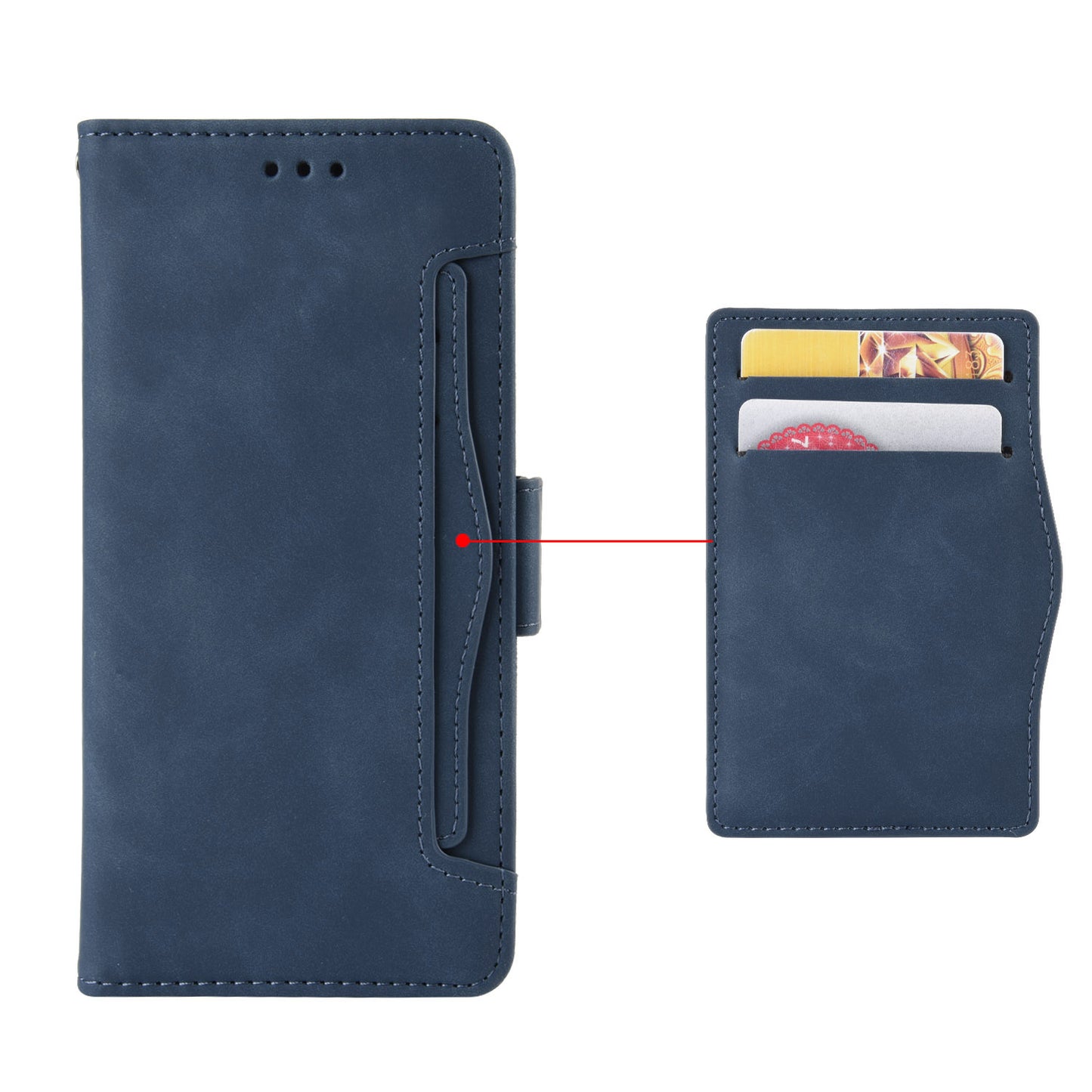 Uniqkart for Blackview Oscal C30 / Oscal C30 Pro Multiple Card Slots PU Leather Case Wallet Phone Stand Cover - Blue