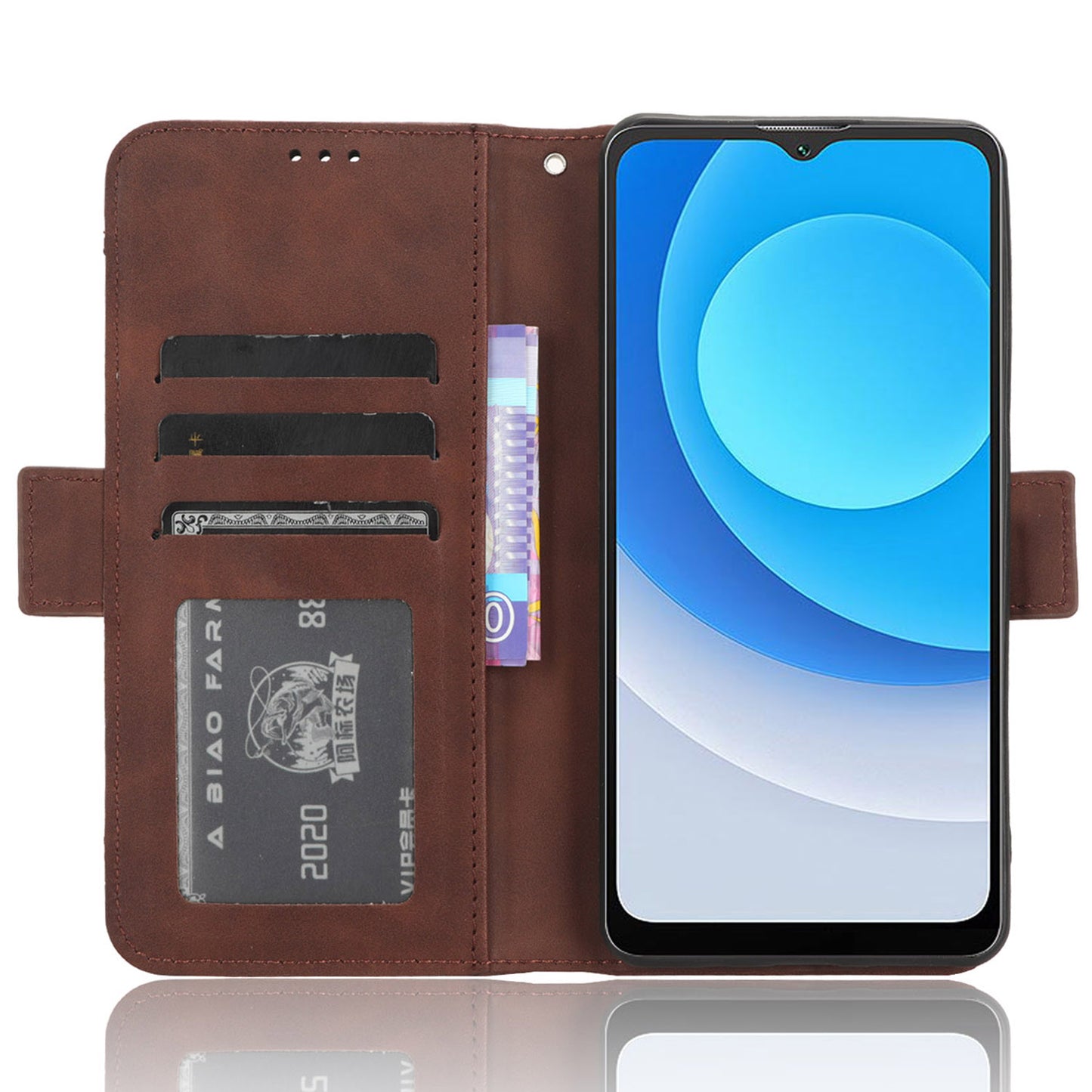 Uniqkart for Blackview Oscal C30 / Oscal C30 Pro Multiple Card Slots PU Leather Case Wallet Phone Stand Cover - Brown