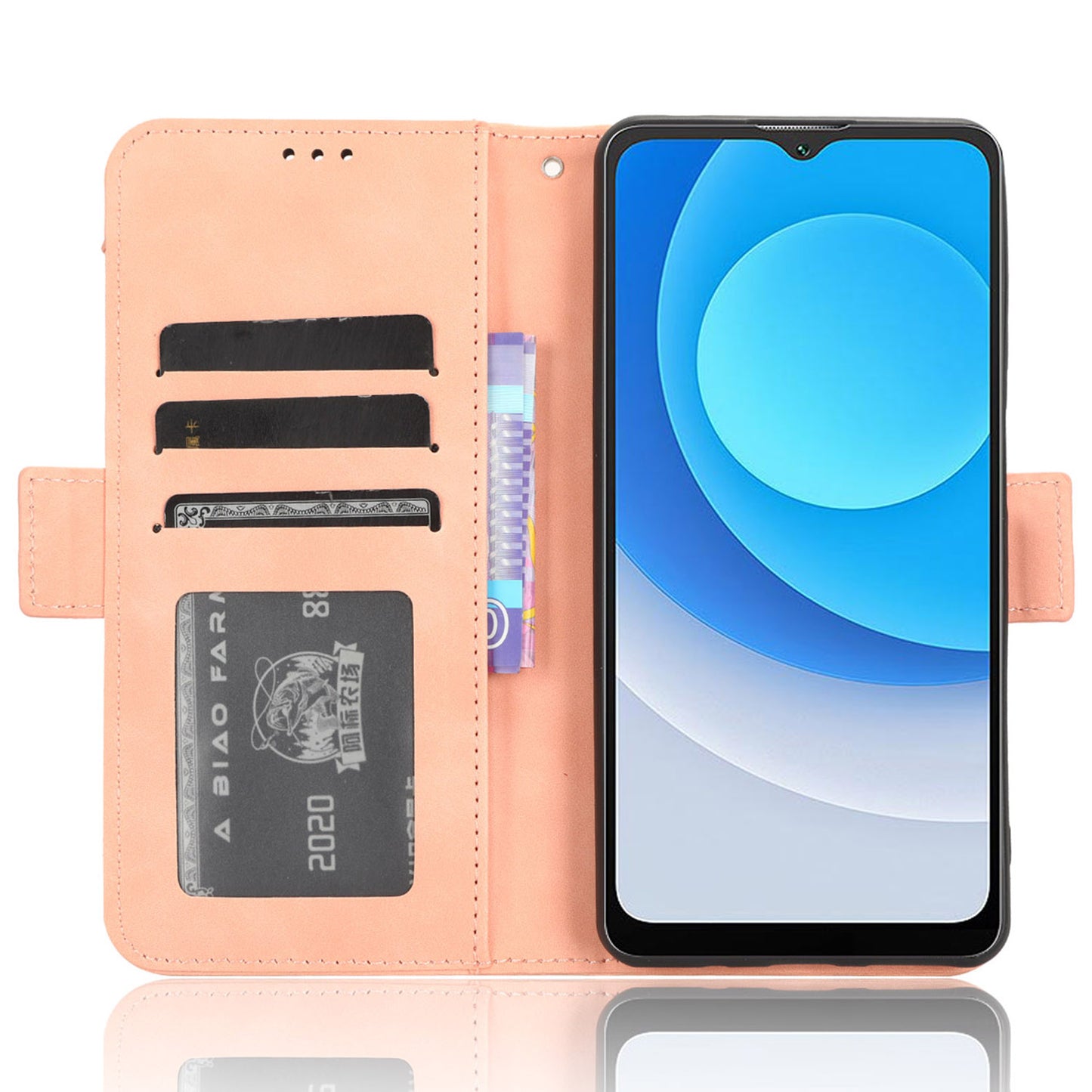 Uniqkart for Blackview Oscal C30 / Oscal C30 Pro Multiple Card Slots PU Leather Case Wallet Phone Stand Cover - Pink