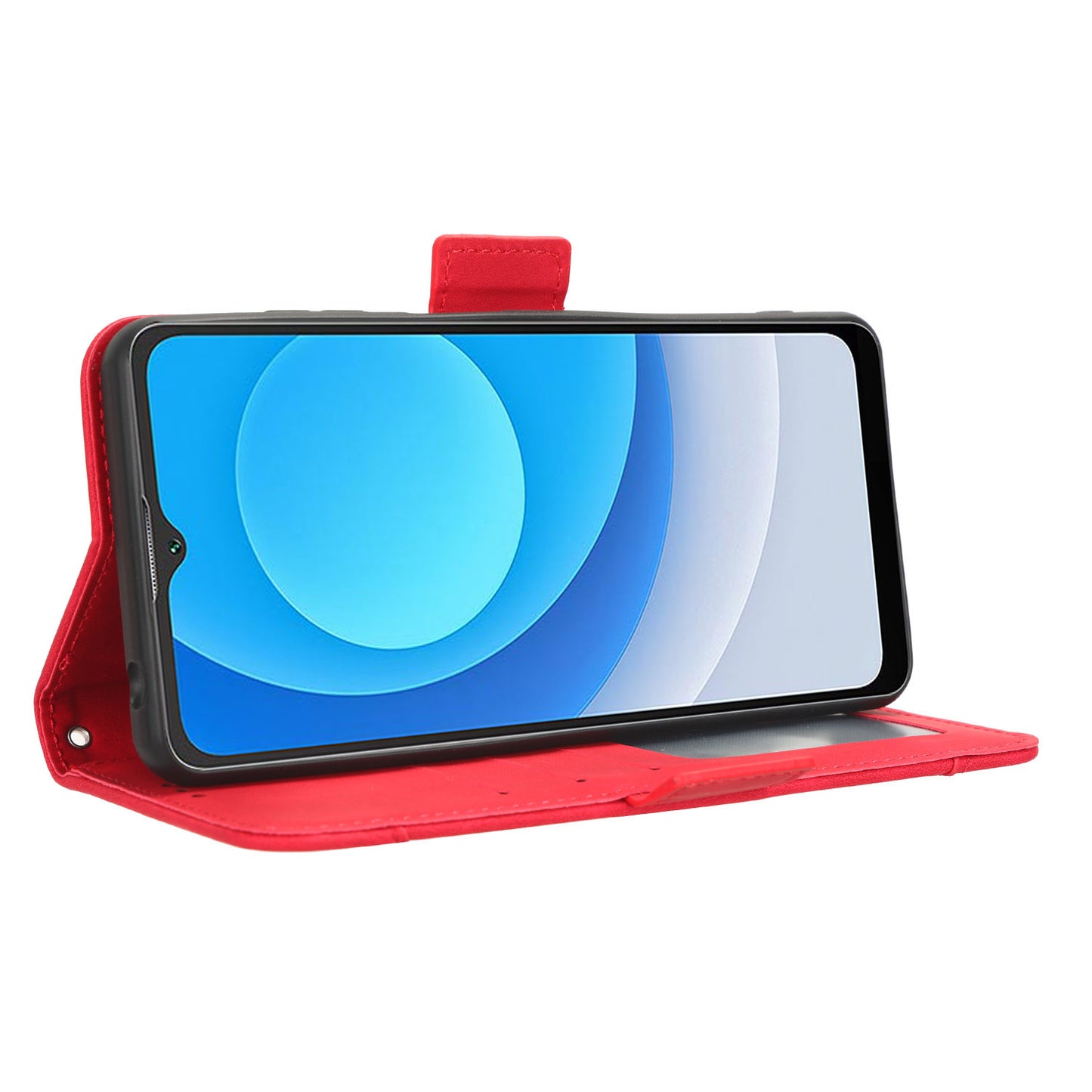 Uniqkart for Blackview Oscal C30 / Oscal C30 Pro Multiple Card Slots PU Leather Case Wallet Phone Stand Cover - Red