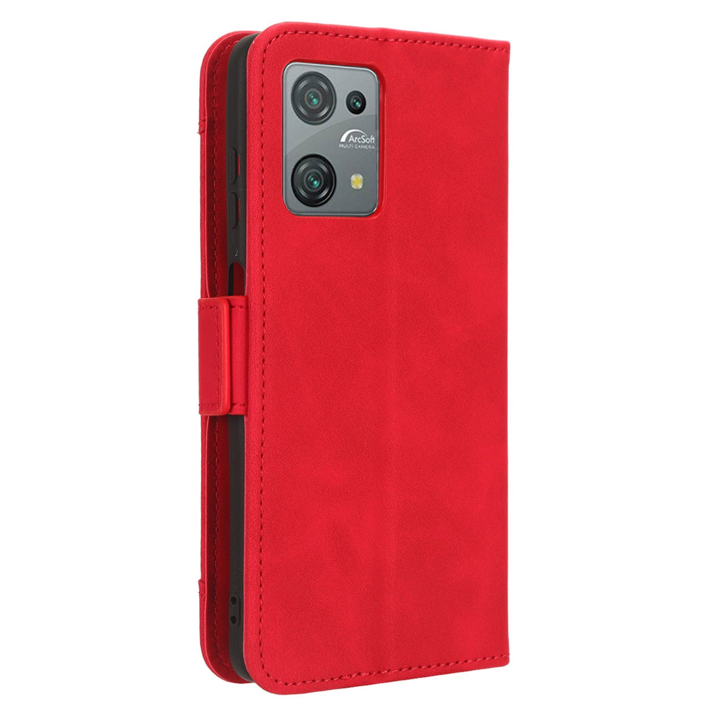 Uniqkart for Blackview Oscal C30 / Oscal C30 Pro Multiple Card Slots PU Leather Case Wallet Phone Stand Cover - Red