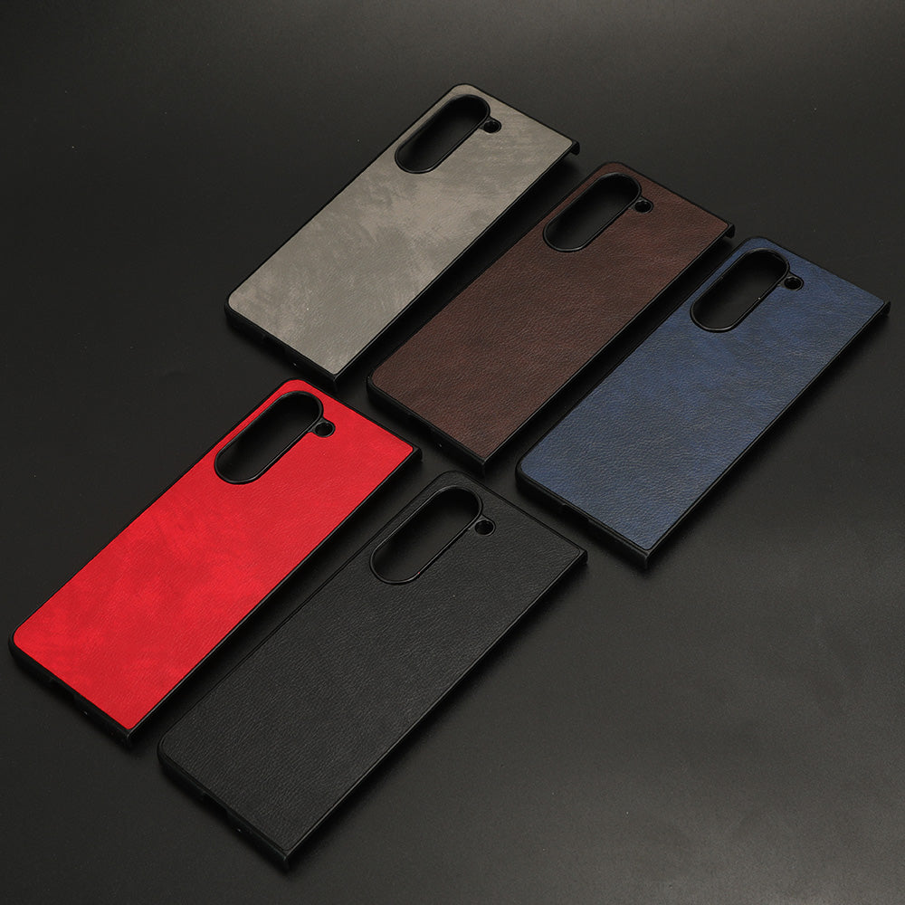 Uniqkart for Samsung Galaxy Z Fold5 5G PU Leather + PC Phone Case Anti-Drop Litchi Texture Cover - Grey