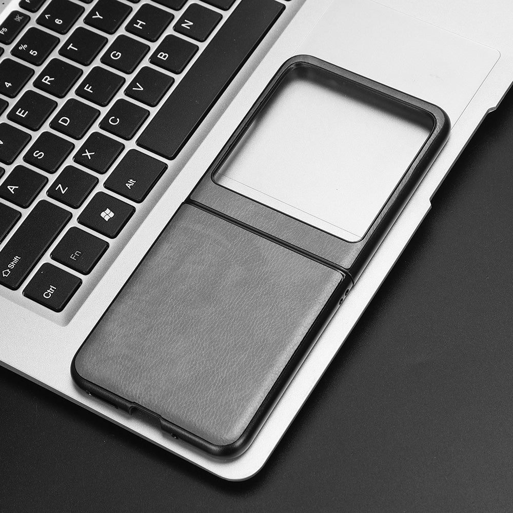 Uniqkart for Motorola Razr 40 Ultra 5G Protective Phone Case PU Leather Coated PC Litchi Texture Cover - Grey