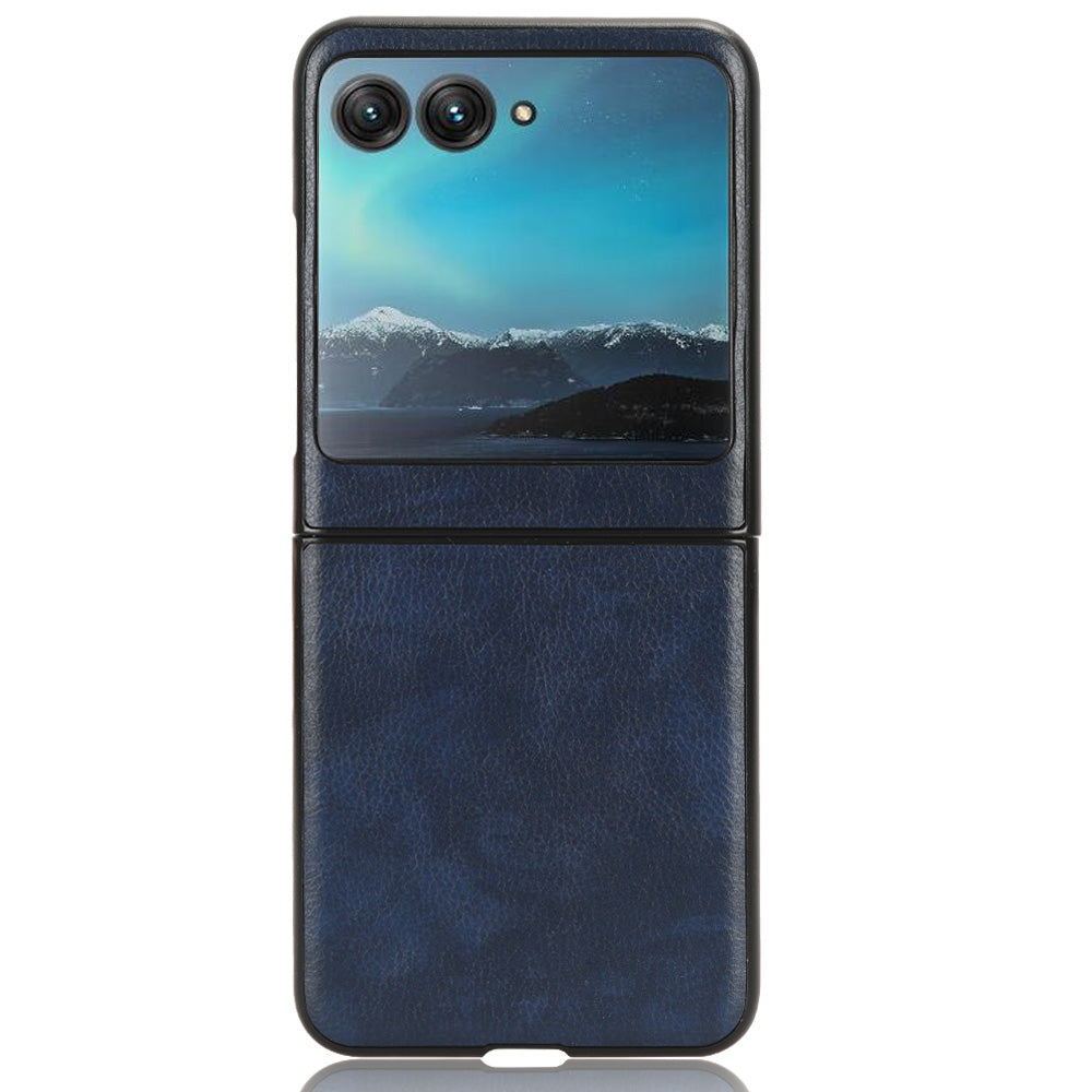 Uniqkart for Motorola Razr 40 Ultra 5G Protective Phone Case PU Leather Coated PC Litchi Texture Cover - Blue