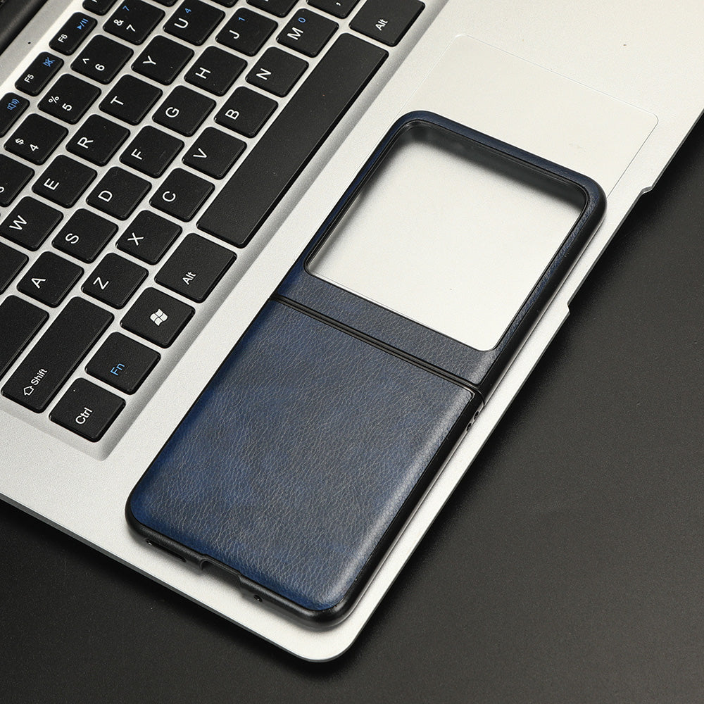 Uniqkart for Motorola Razr 40 Ultra 5G Protective Phone Case PU Leather Coated PC Litchi Texture Cover - Blue